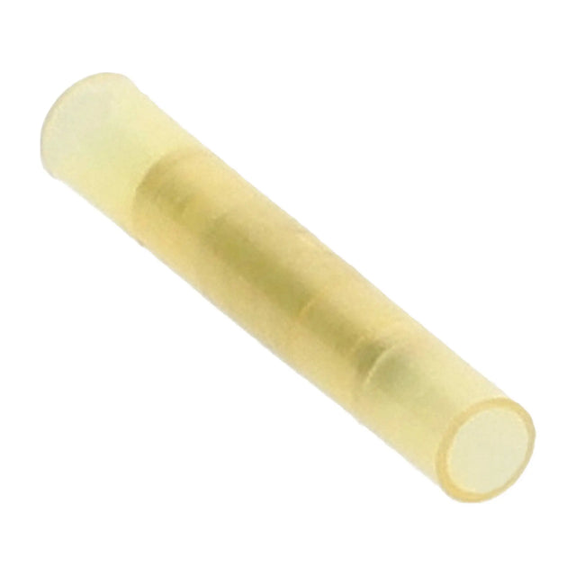 Close-up of a translucent yellow insulated butt connector