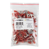 Install Bay RNRT14 Red Nylon Ring Terminals, 22-18 AWG, 1/4 in, 100 Pack