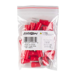 Install Bay RVST88 Red 8 AWG #8 Vinyl Spade Terminals – 25 Pack
