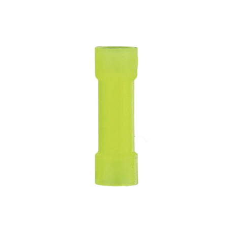 Single yellow insulated butt connector shown upright