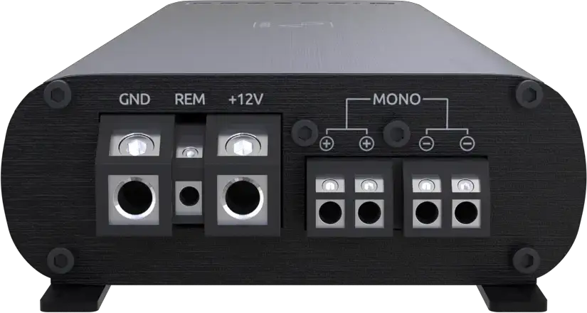 Wāvtech link1000.1mini terminal panel with power connections and mono speaker outputs.