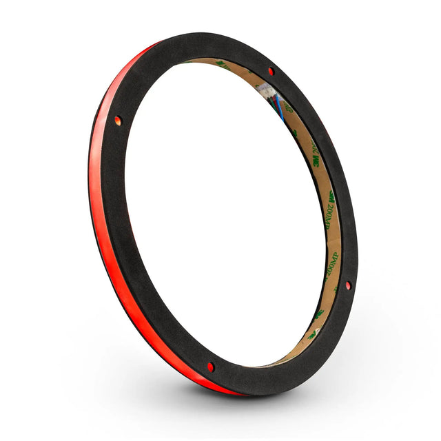 Angled black speaker ring with a red illuminated edge and adhesive backing