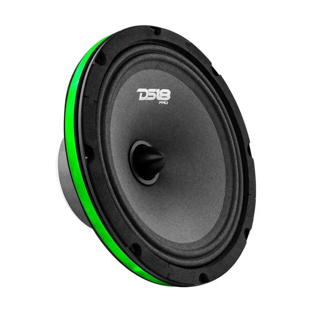 Green illuminated speaker ring shown fitted behind a DS18 speaker