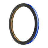 Speaker mounting ring with blue illuminated outer edge and adhesive liner inside