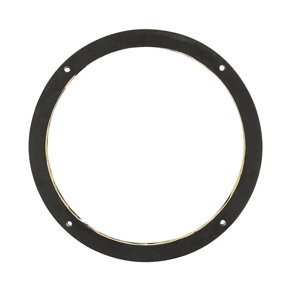 Flat black speaker mounting ring with screw holes and a large central opening