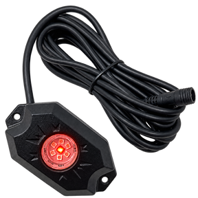Single red LED rock-light pod with an attached cable