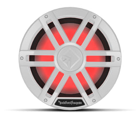 White Rockford Fosgate M1D2-12 12-inch marine subwoofer with RGB lighting