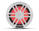White Rockford Fosgate M1D4-10 10-inch marine subwoofer with RGB lighting