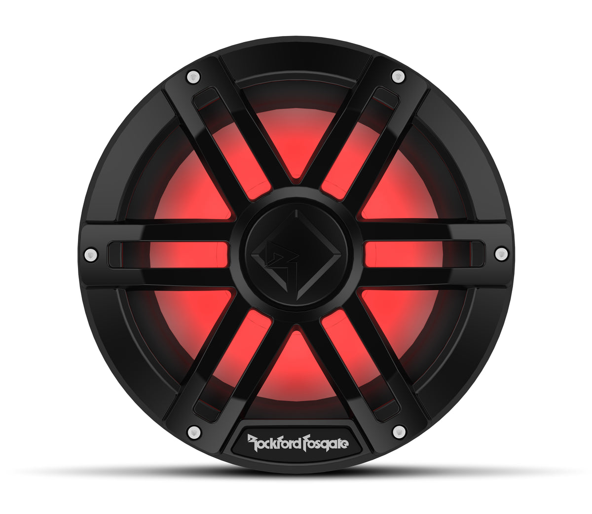 Black Rockford Fosgate M1D4-10B 10-inch marine subwoofer with RGB lighting