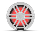 White Rockford Fosgate M1D4-12 12-inch marine subwoofer with RGB lighting