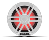 White Rockford Fosgate M1D4-8 8-inch marine subwoofer with RGB lighting