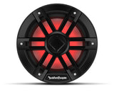 Black Rockford Fosgate M1D4-8B 8-inch marine subwoofer with RGB lighting