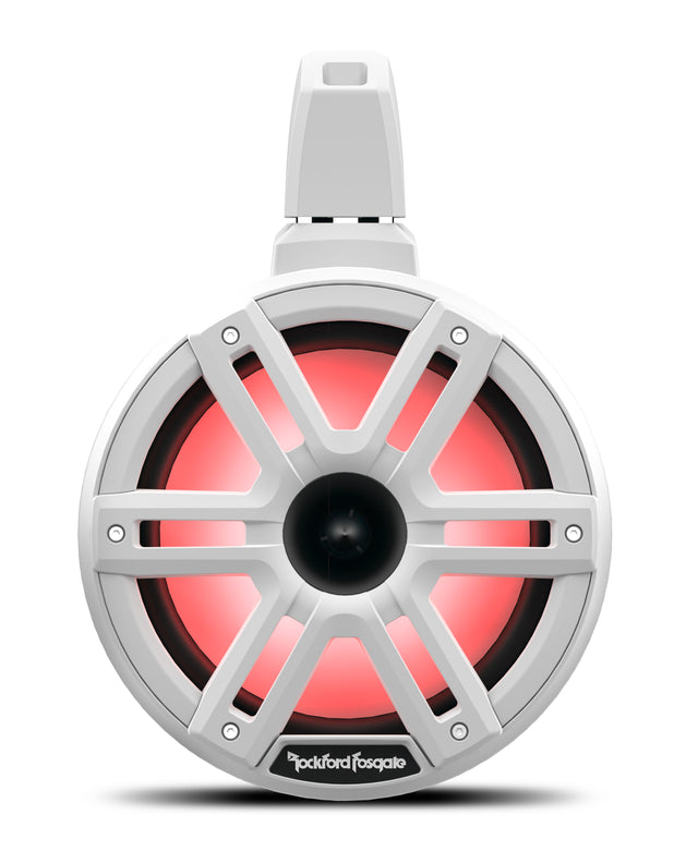 Rockford Fosgate M2WL-8H 8-inch white horn-loaded marine tower speaker, one shown from the pair