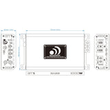 Massive Audio GT1 dimension drawing showing a 176 by 109 by 45 mm amplifier with control and terminal views
