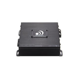 Top of the Massive Audio GTR1A amplifier with a raised logo plate and finned front edge