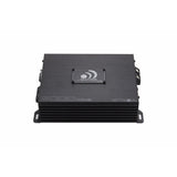 Top of the Massive Audio GTR2A amplifier with its model marking, raised logo plate and finned front edge