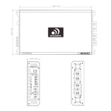 Massive Audio H8000 dimension drawing showing a 328 by 202 by 58.5 mm amplifier chassis