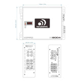 Massive Audio H8004 dimension drawing with top and end views, measuring 178 by 150.2 by 56.2 mm
