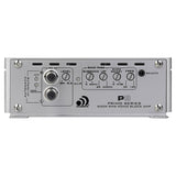 Massive Audio P3 Primo input panel with RCA input and output jacks, band-pass and bass controls, and a remote socket