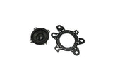 Memphis small speaker beside a black multi-tab mounting adapter ring