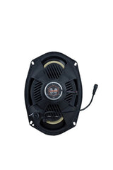 Memphis oval speaker underside showing its branded magnet, basket and short wiring lead