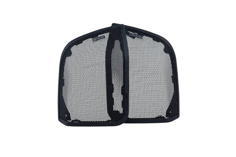 Two black rectangular mesh saddlebag speaker grilles