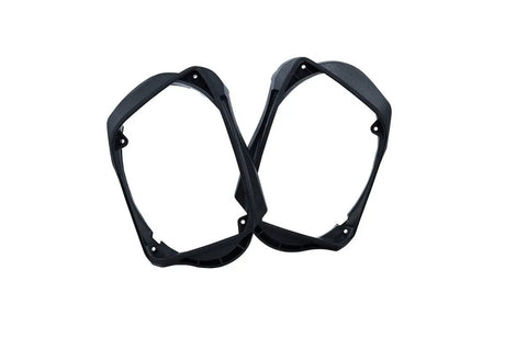 Pair of black rectangular speaker mounting frames from the Memphis saddlebag kit