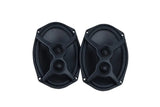 Two oval black Memphis speakers with mesh-covered tweeters over their cones