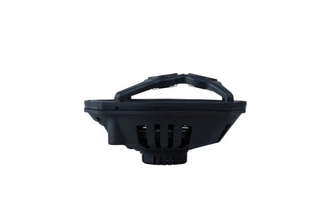 Memphis oval speaker side view showing its black basket and raised tweeter bridge