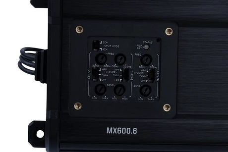 Memphis MX600.6 control panel with input-mode switch and separate crossover, frequency and sensitivity controls