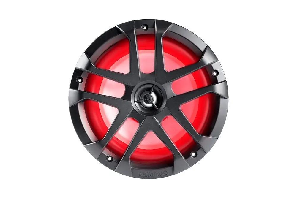 Memphis marine speaker with a dark spoke grille and red cone illumination