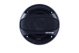Front of a Memphis coaxial speaker with a black cone and wide mesh-covered central tweeter