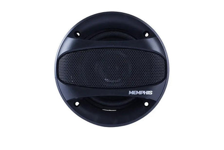Front of a Memphis coaxial speaker with a black cone and wide mesh-covered central tweeter
