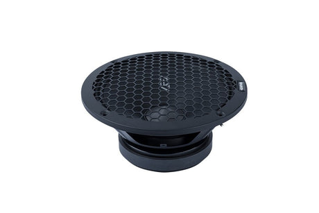 Angled Memphis speaker with a black honeycomb grille and central badge