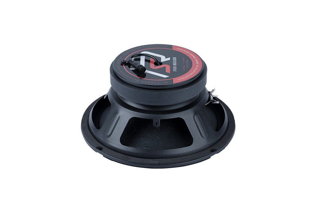 Rear of a Memphis Street Reference speaker with a red-and-black label and a short connector lead
