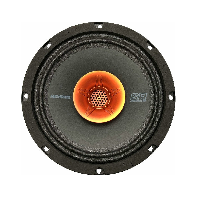 Memphis coaxial speaker with an orange center horn, front view