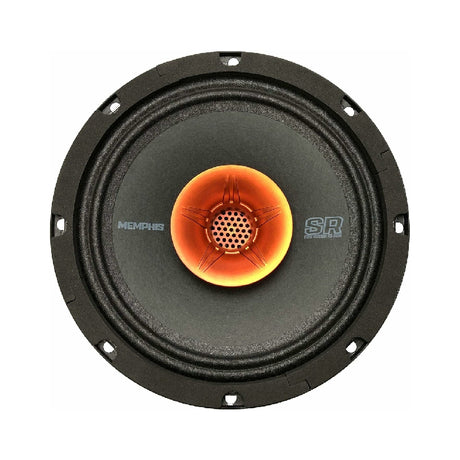 Memphis coaxial speaker with an orange center horn, front view