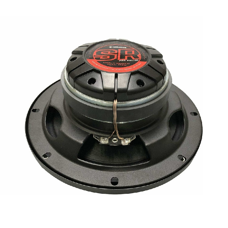 Rear of a Memphis Street Reference speaker with a red-and-black label and two exposed terminals