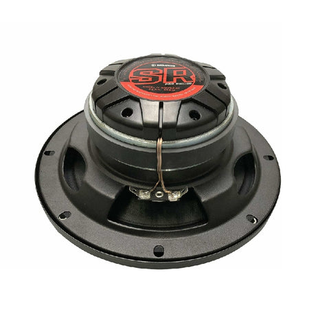 Rear of a Memphis Street Reference speaker with a red-and-black label and two exposed terminals