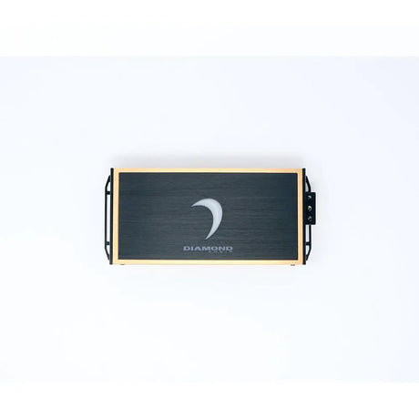 Diamond Audio amplifier, top view showing the black center panel and gold-colored side rails