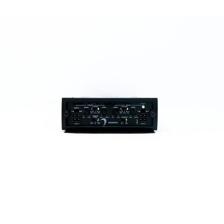 Diamond MICRO84U amplifier control panel with front and rear input plugs, sensitivity and crossover controls, and turn-on mode switch