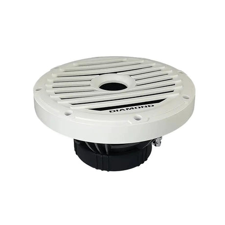 Diamond Audio marine subwoofer with a white slatted grille, shown at an angle