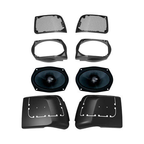 Diamond Audio speaker-lid kit with two black oval speakers, grilles, trim rings and lid panels