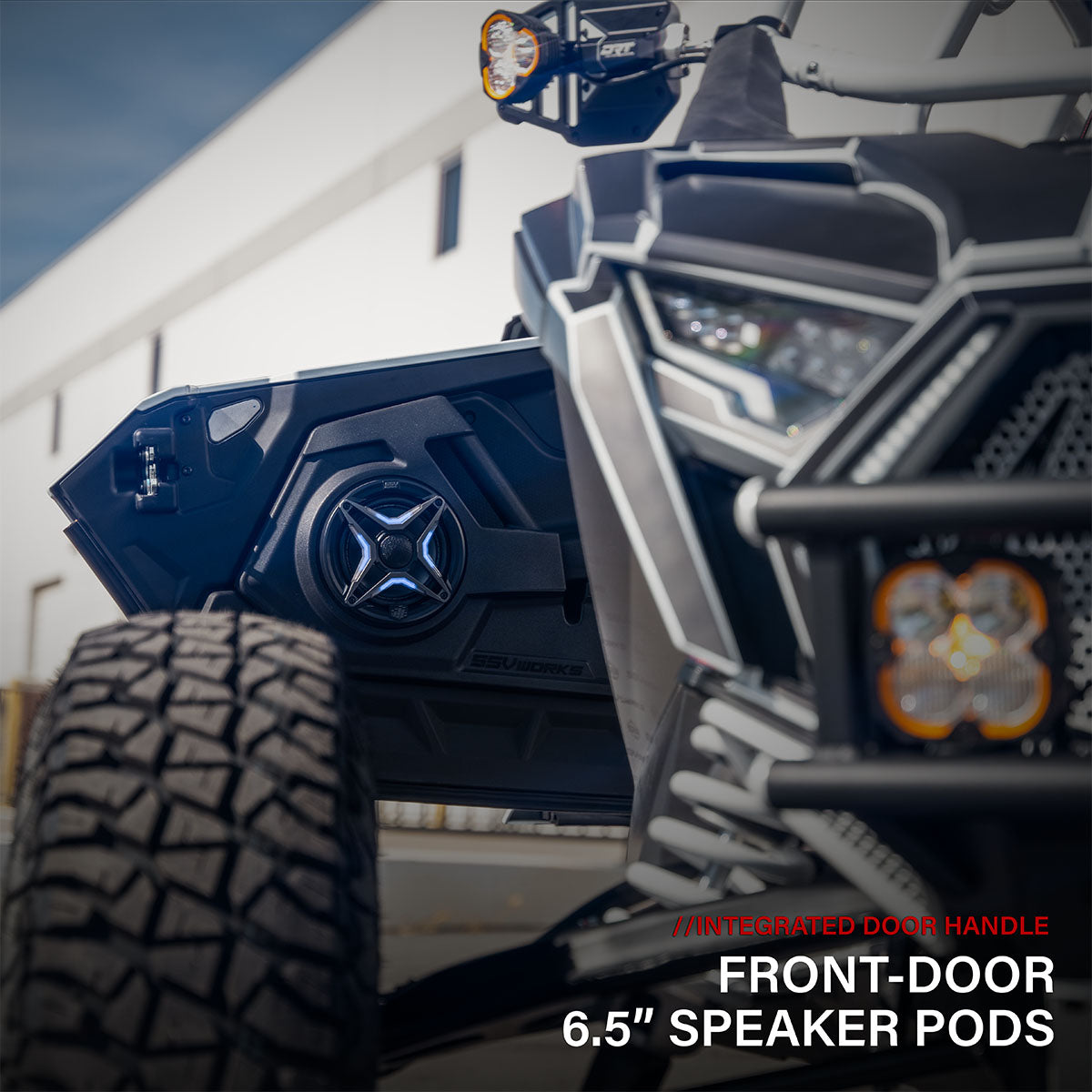 SSV Works V6 front-door speaker pod installed in Polaris RZR Pro R