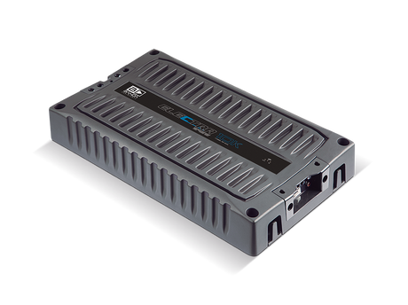 Banda ELECTRA 10K 2-ohm amplifier, low oblique top view, signal-control end