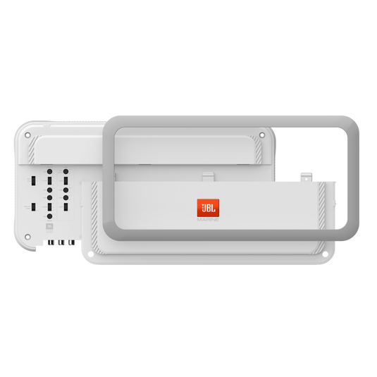 JBL Marine A5055 5-Channel Amplifier, top cover removed to expose controls