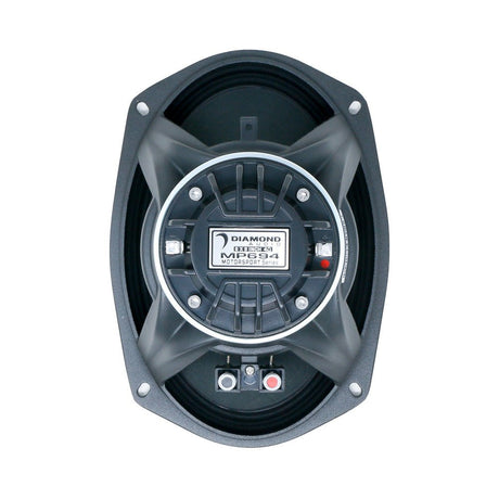 Rear view of a Diamond Audio MP694 speaker showing the model label and red and black terminals