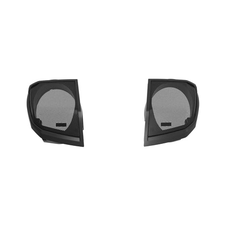 Pair of black speaker-lid mesh grilles, straight-on view