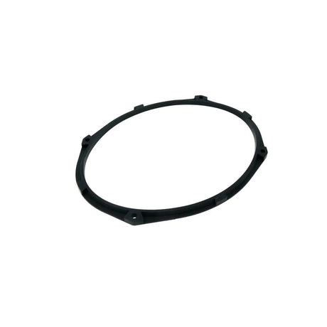 Black oval speaker mounting ring with projecting tabs and screw holes