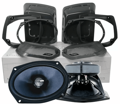 Speaker-lid kit displayed on a Diamond Audio box with front and rear speaker views, mounting panels, frames and grilles